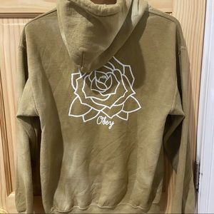 Obey hoodie Rose design olive green tie dye